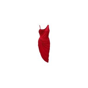 New Loaner Red Women’s Sexy Sequin One Shoulder With Gathered Hem - New Large